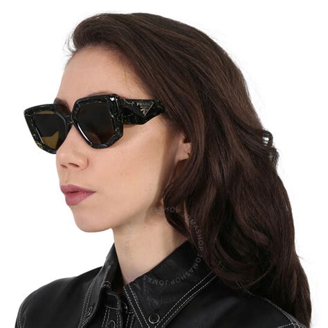 prada pr 14zsf|Prada Dark Brown Irregular Ladies Sunglasses PR 14ZSF .